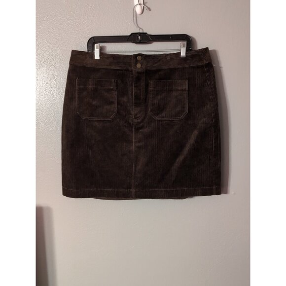 LOFT Brown Corduroy Skirt Women's Size 14 NWT Pockets - Picture 2 of 8